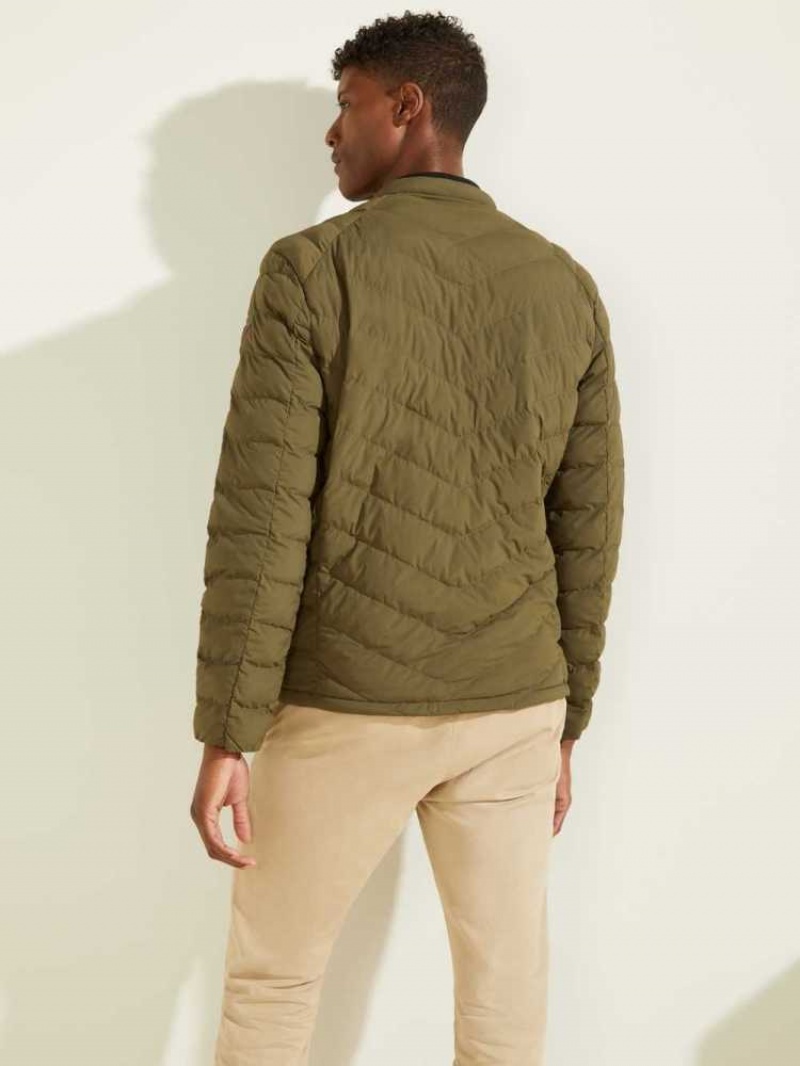 Vestes Guess Slim Fit Puffer Homme Vert Olive | 01784-TDLM