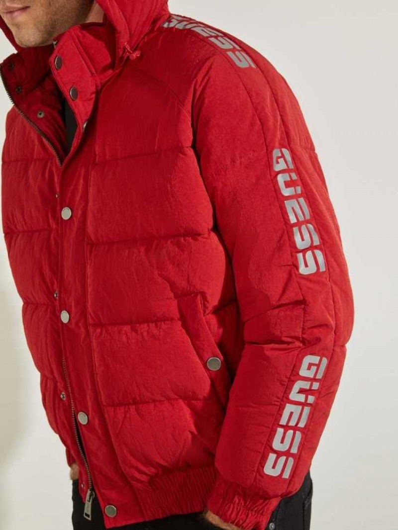 Vestes Guess Summit Nylon Ski Puffer Homme Rouge | 64305-MPNG