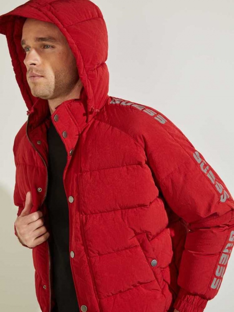 Vestes Guess Summit Nylon Ski Puffer Homme Rouge | 64305-MPNG