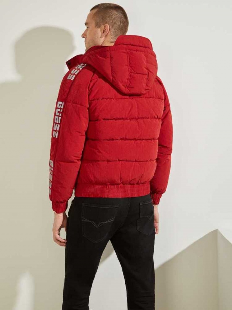 Vestes Guess Summit Nylon Ski Puffer Homme Rouge | 64305-MPNG