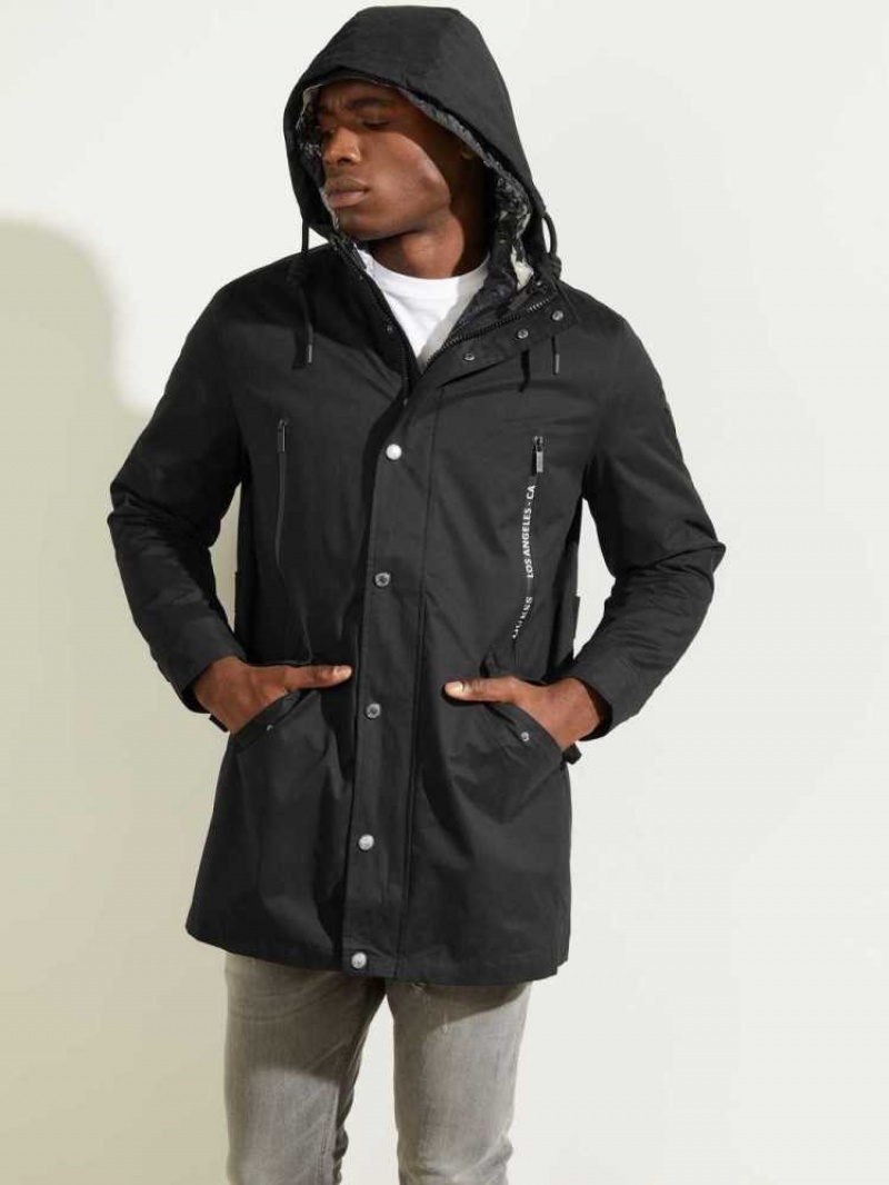 Vestes Parkas Guess Commuter Double Homme Noir | 53827-QLYP